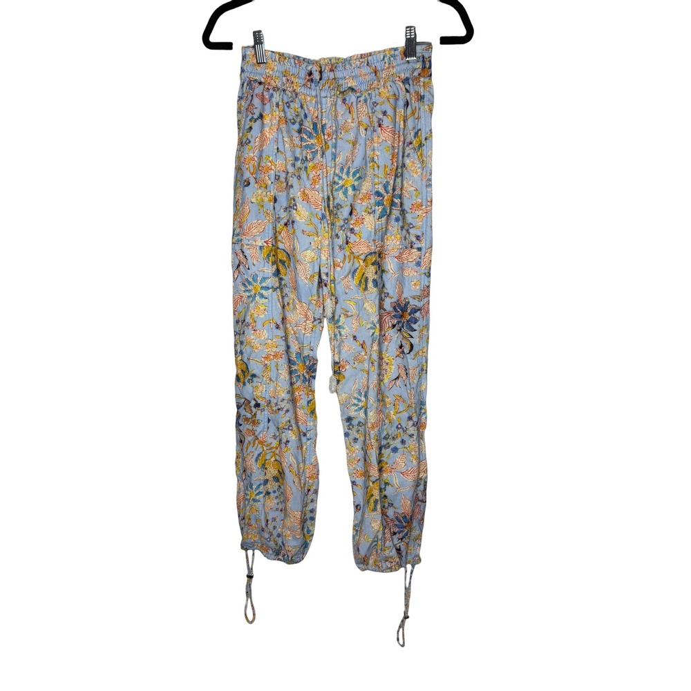 Hemant & Nandita Floral Corduroy Joggers Blue Tassel Drawstring Pants XS